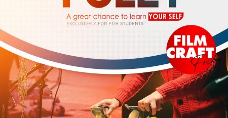 Foley workshop at FTIH Film School students creating sound effects using props in sound engineering session